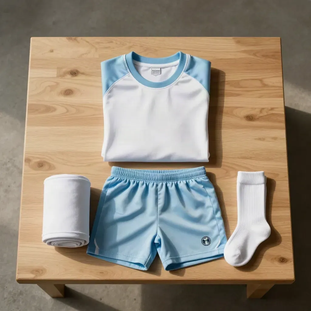 Kit junior Italia Home piegato con pantaloncini e calzettoni su lastra chiara
